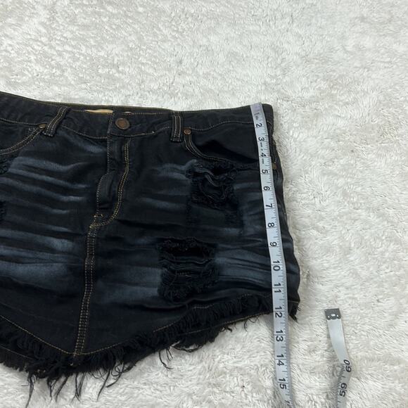 John John Supreme distressed black denim mini skirt, size 42 or US Large - Picture 6 of 10